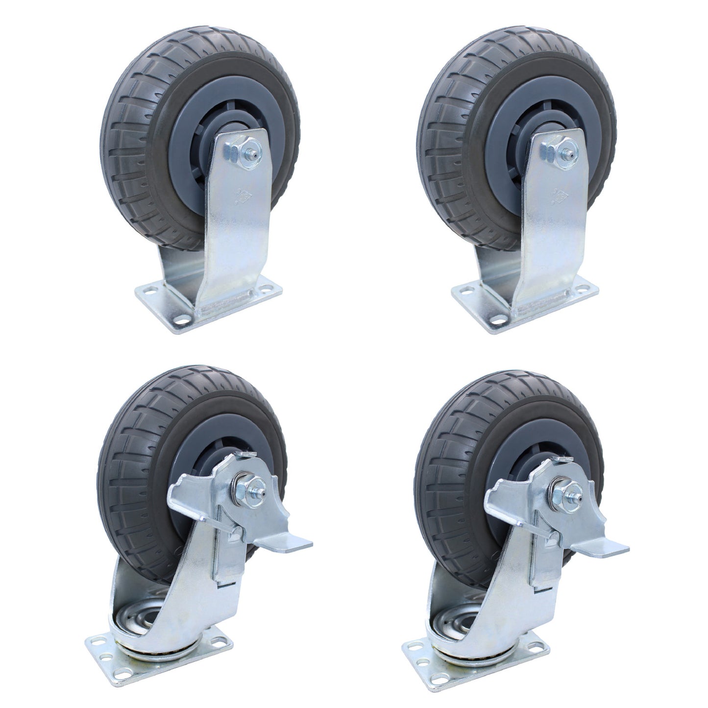 CASTER PACK 6" SYNTHETIC EXTREME DUTY 2 FIXED, 2 SWIVEL BRAKE
