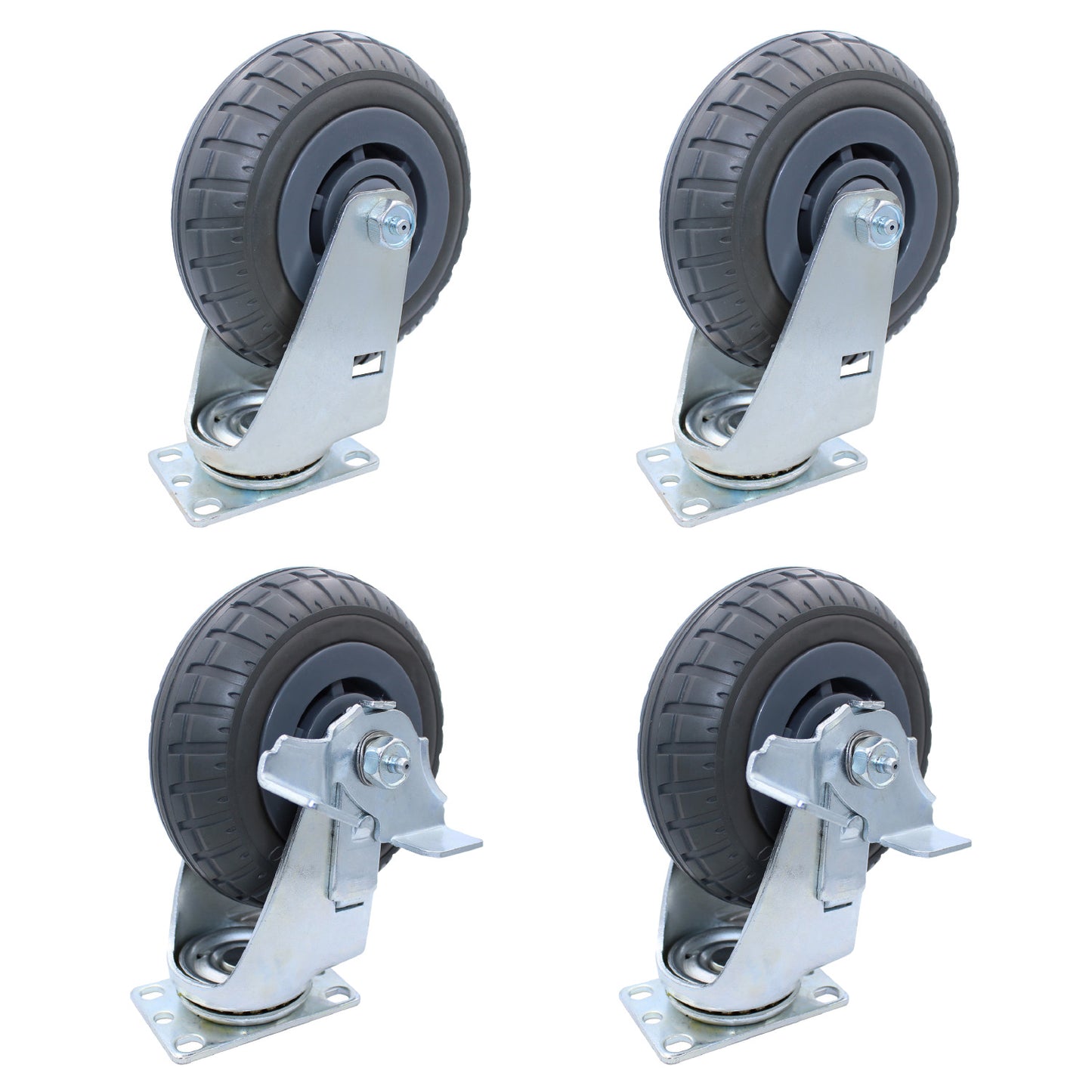 CASTER PACK 6" SYNTHETIC EXTREME DUTY 2 SWIVEL, 2 SWIVEL BRAKE