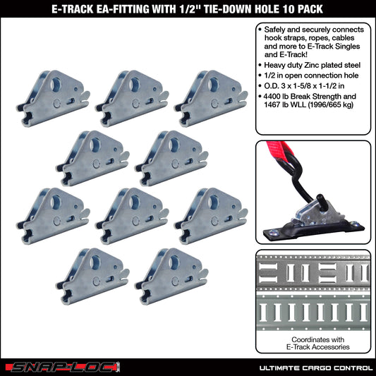 Snap-Loc E-Track EA Fitting – 1/2” Hole, Logistic Tie-Down – 10-Pack