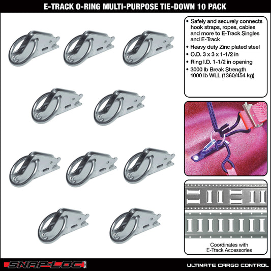 Snap-Loc E-Track O-Ring Tie-Down – Multi-Purpose – 10-Pack