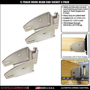 SNAP-LOC E-Track Wood Beam End Socket 2-Pack, Logistic Tie-Down for Pickups, Trucks, Trailers