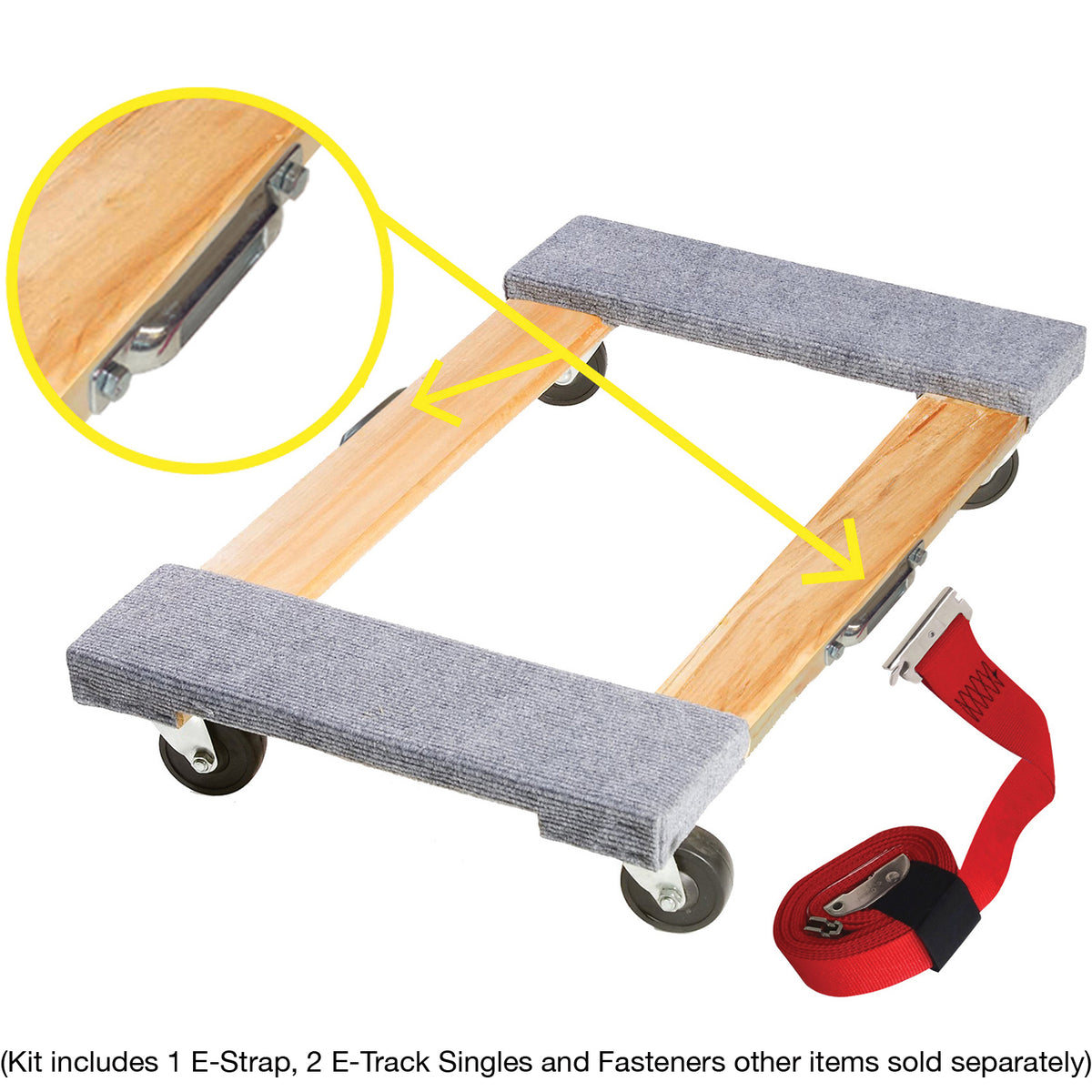 SNAP-LOC E-Track Single Wood Dolly Strap Tie-Down Anchor Kit with 2 in x 16 ft Cam 3,000 lb
