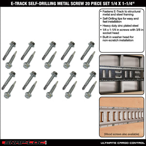 E-Track Self-Drilling Metal Screw 20-Piece Set 1/4 x 1-1/4 Inch
