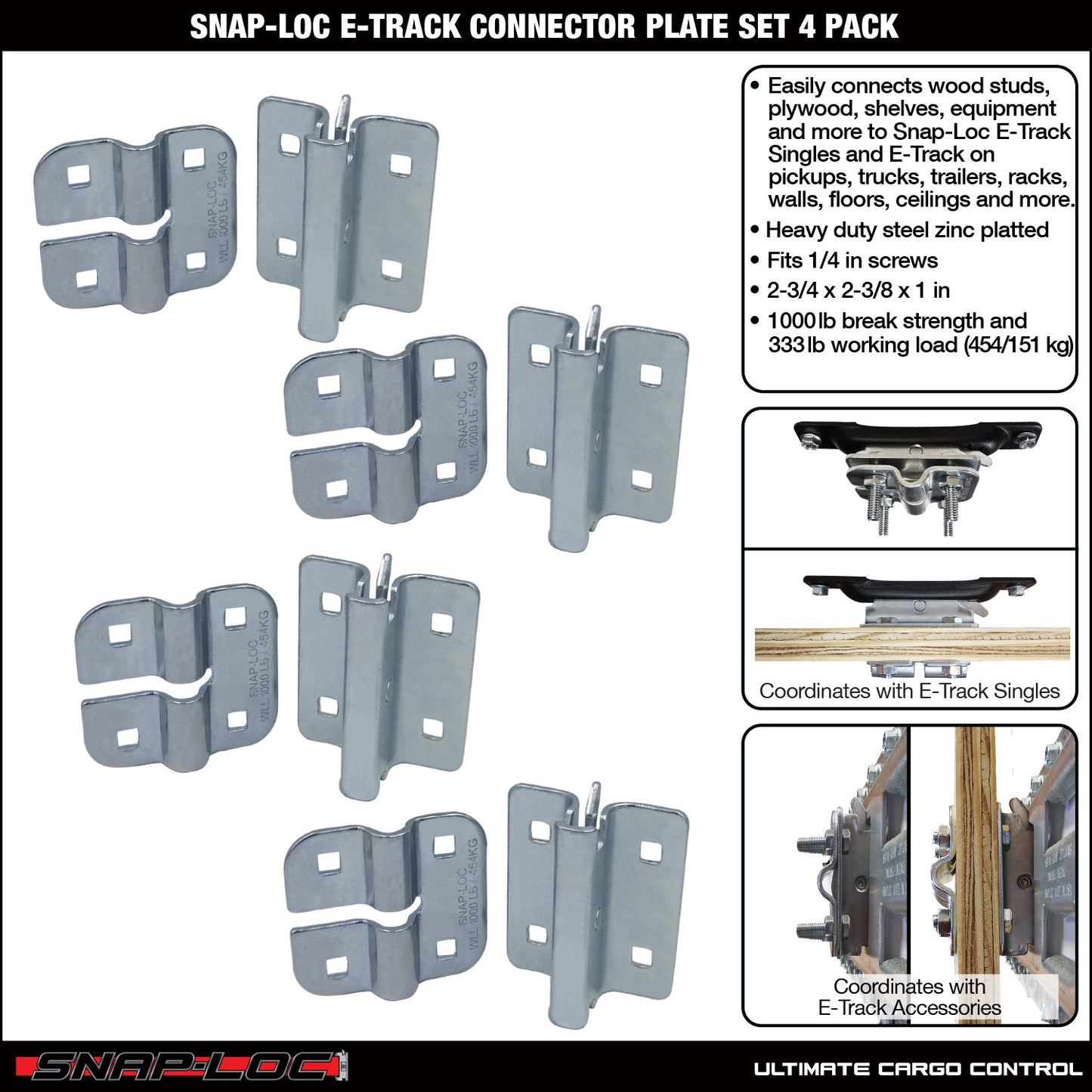 Snap-Loc E-Track Connector Plate Set – Cargo Control