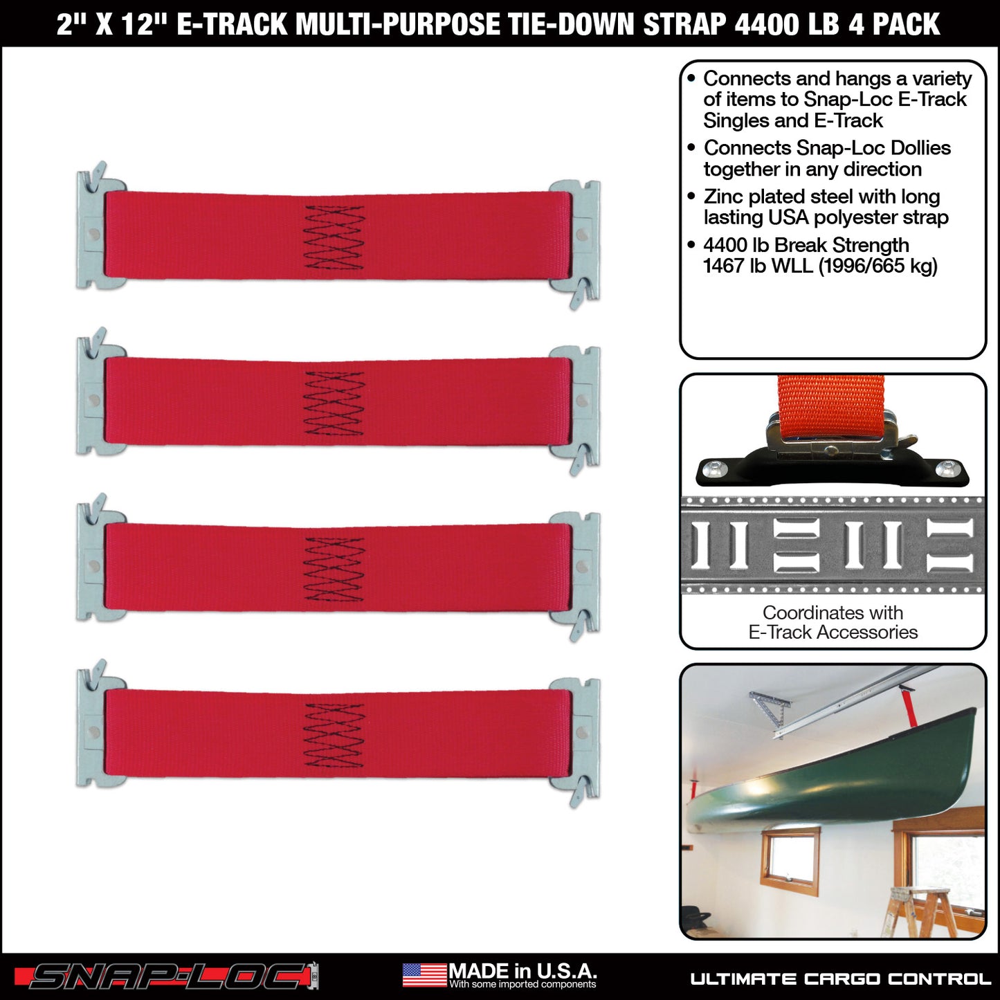 Snap-Loc 2” x 12” E-Track Strap – Multi-Purpose, 4,400 lb