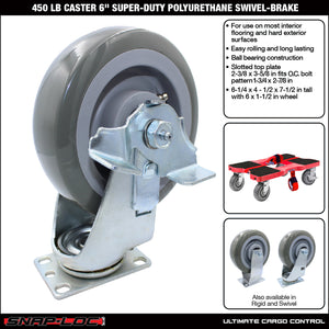 SNAP-LOC 300 lb 6 Inch Caster Wheel Air Pneumatic Rubber Swivel