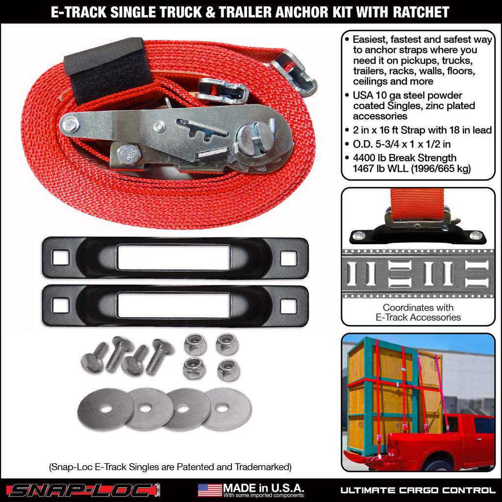 SNAP-LOC E-Track Single Truck Trailer Tie-Down Anchor Kit with 2 in x –  SNAP-LOC CARGO CONTROL