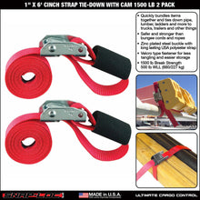 SNAP-LOC 1 in x 6 ft Cinch Strap Cam Tie-Down 1,500 lb 2-Pack