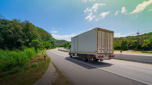 A semi-truck on a highway