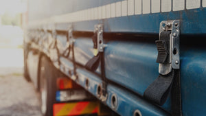 A truck with cargo straps