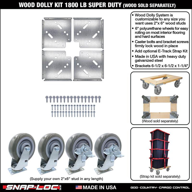WOOD DOLLY BRACKET KIT  (no casters)