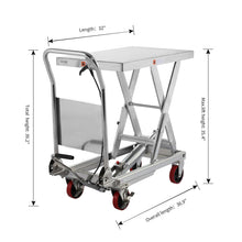 Single Scissor Lift Table  1100lb.  35.4" lifting height - Stainless