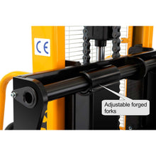 Manual Hydraulic Stacker Pallet Stacker Adjustable Forks 2200lbs Cap. 63" Lift Height A-3003