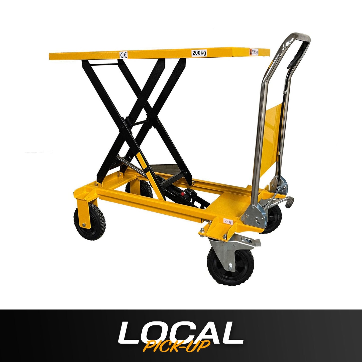 Single Scissor Lift Table 440 lbs. 39.4 " lifting height with durable big rubber load wheel