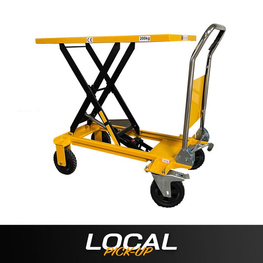 Single Scissor Lift Table 440 lbs. 39.4 " lifting height with durable big rubber load wheel