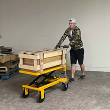 Single Scissor Lift Table 440 lbs. 39.4 " lifting height with durable big rubber load wheel