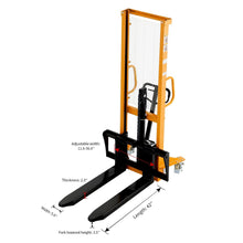 Manual Hydraulic Stacker Pallet Stacker Adjustable Forks 2200lbs Cap. 63" Lift Height A-3003
