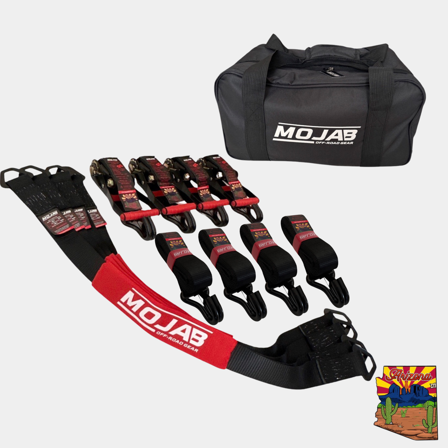 2" x 10' Ratchet Tie-Down (Closed hook) and 2'' x 39'' Axle Tie-Down Set (Pack of 4) (Lifetime Warranty)