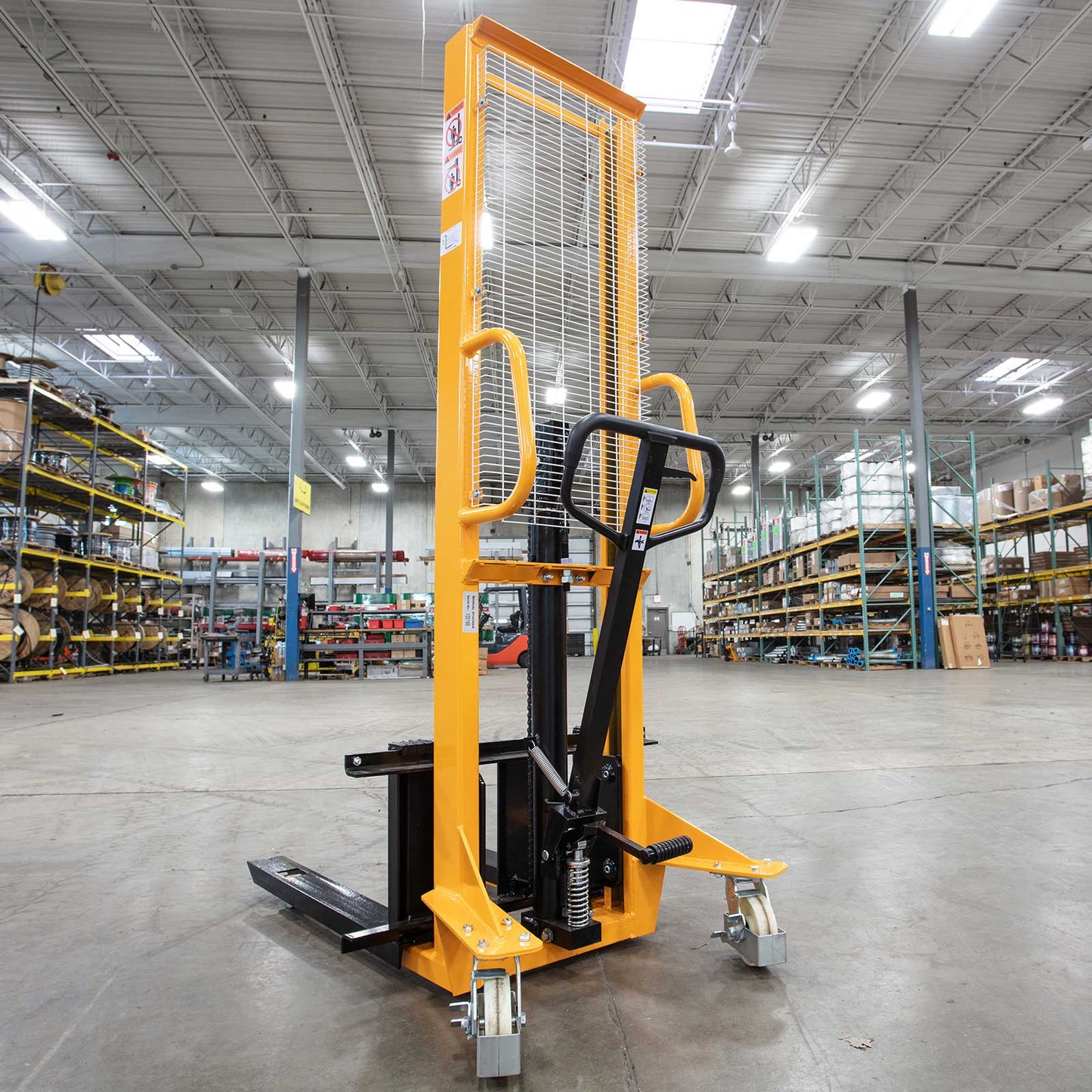 Manual Pallet Stacker Adjustable Forks 1100lbs Cap. 63" Lift Height A-3002