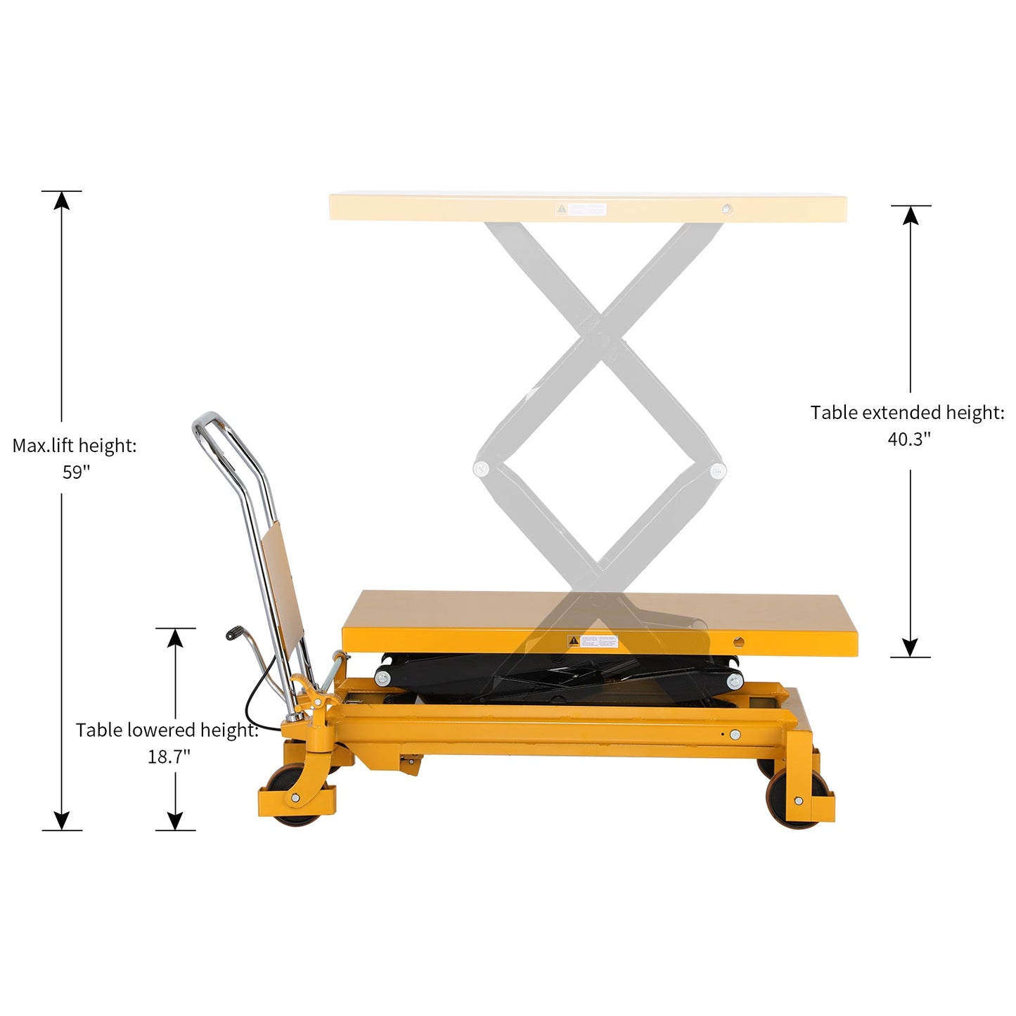 Double Scissors Lift Table 1760lbs. 59" lifting height