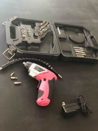 3.6 Volt Lithium-Ion Rechargeable Screwdriver with 45 Piece Accessory Set - Pink DT4944P