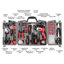 161 Piece Household Tool Kit with Convenient 3.6 Volt Lithium Ion Cordless Screwdriver - DT0739