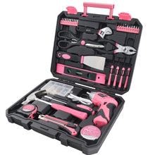 New and Improved 135 Piece Pink Household Tool Set with Pivoting Dual-Angle 3.6 Volt Lithium-Ion Cordless Screwdriver in Hard Case - DT0774P