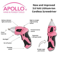 135 Piece Household Tool Kit Pink with Pivoting Dual-Angle 3.6 Volt Lithium-Ion Cordless Screwdriver - DT0773N1