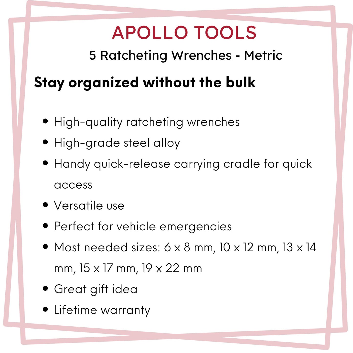5 Ratcheting Wrenches - Metric - DT1213