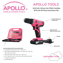 10.8 Volt Lithium-Ion Cordless Drill with 30 Piece Accessory Set PINK - DT4937P