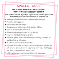 10.8 Volt Lithium-Ion Cordless Drill with 30 Piece Accessory Set PINK - DT4937P