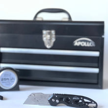 Ergonomic Stainless Steel, Lightweight, Foldable Black Utility Knife with Carabiner Clip and Fast-Change Blade - DT5017