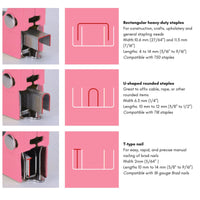 Pink Stapler with Power Adjustment Knob and 3000 Staples assortment-- DT5020P