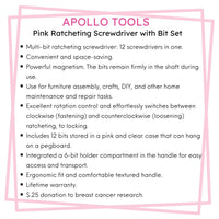 13-in-1 Ratcheting Screwdriver with Bit Set – Pink -- DT5021P