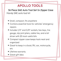 56 Piece SAE Auto Tool Set In Zipper Case - DT9774
