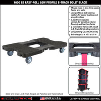 Snap-Loc E-Track Dolly – Easy-Roll, Low Profile, 750 lb Capacity with 3.5" Swivel Thermoplastic Casters - Black