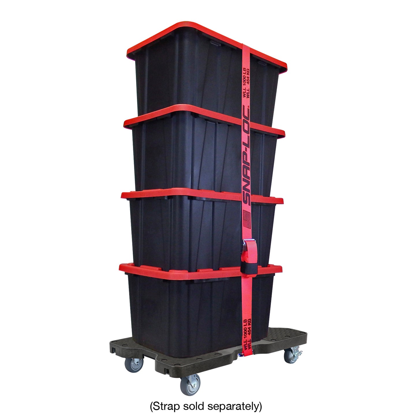 Snap-Loc E-Track Dolly – Easy-Roll, Low Profile, 750 lb Capacity with 3.5" Swivel Thermoplastic Casters - Black