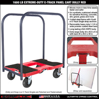 Snap-Loc E-Track Dolly – Extreme-Duty, 1,600 lb Capacity with 6" Solid Synthetic Rubber Casters - Red