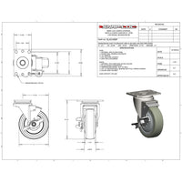 Snap-Loc 375 lb 4” Industrial Polyurethane Caster – Swivel with Brake