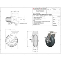 Snap-Loc 400 lb 6” Extreme-Duty Synthetic Rubber Caster – Swivel with Brake