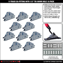 SNAP-LOC E-Track EA-Fitting Tie-Down with 1/2 Inch hole 10-Pack for Hook-Straps, Rope, Cable, Pickups, Trucks, Trailers, Logistics