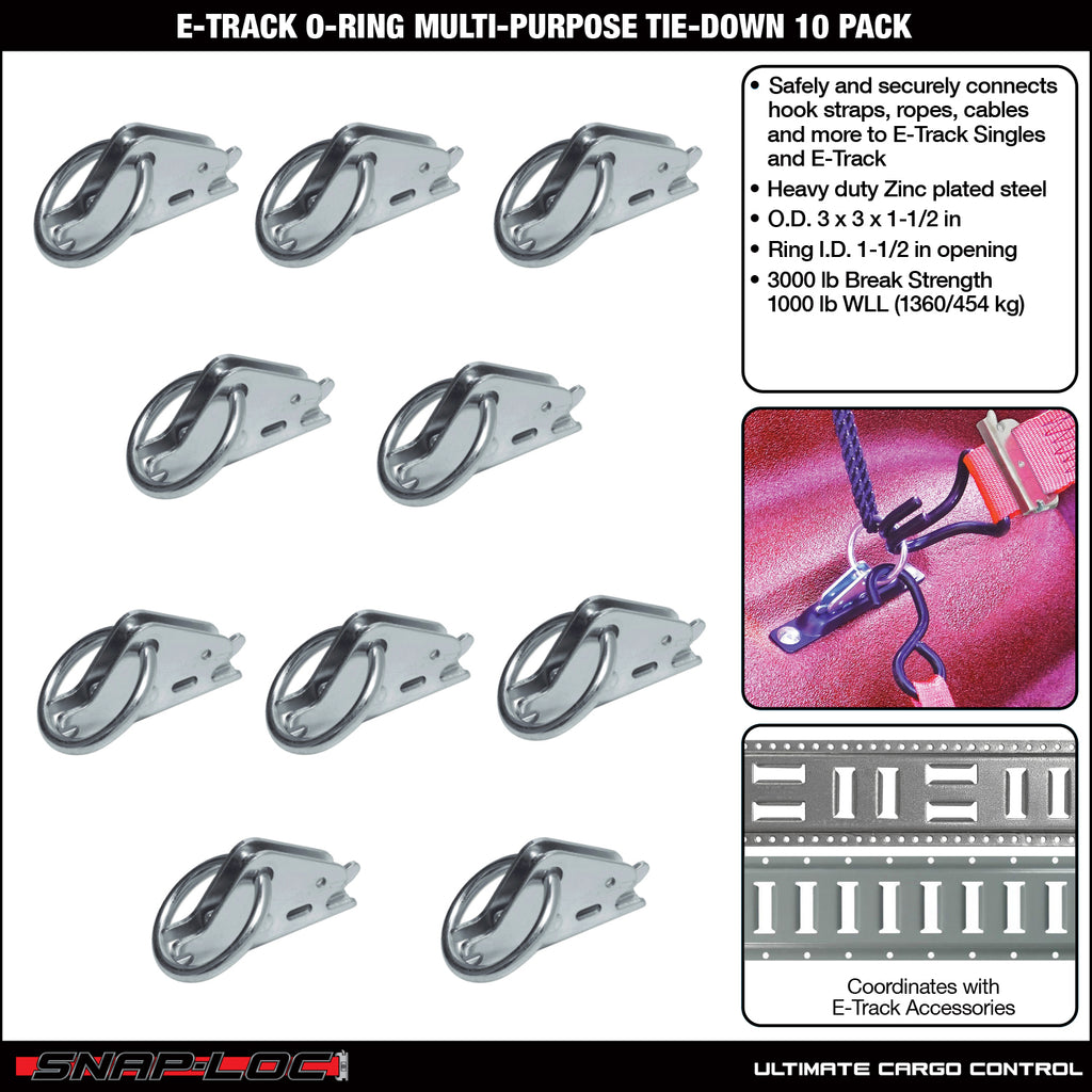 SNAP-LOC E-Track O-Ring Multi-Purpose Tie-Down 10-Pack for Hook-Straps ...