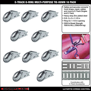 SNAP-LOC E-Track O-Ring Multi-Purpose Tie-Down 10-Pack for Hook-Straps, Rope, Cable, Pickups, Trucks, Trailers, Logistics
