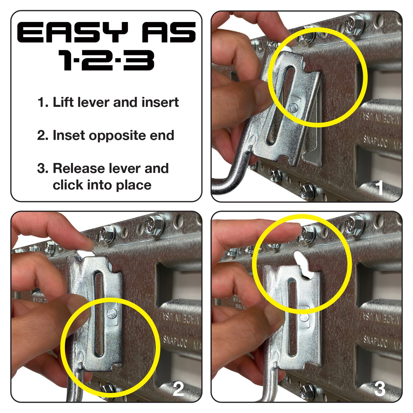 Snap-Loc E-Track Dual J-Hook – 8”, Multi-Purpose – 10-Pack