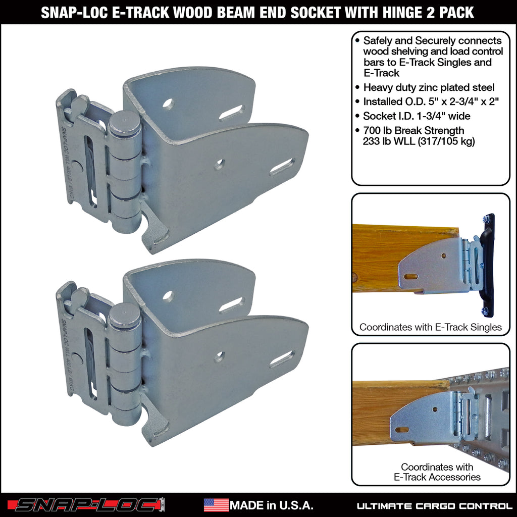 Cargo Rack Socket Snap-Loc E-Track Wood Beam End Socket – With Hinge – 2-Pack – SNAP-LOC ...