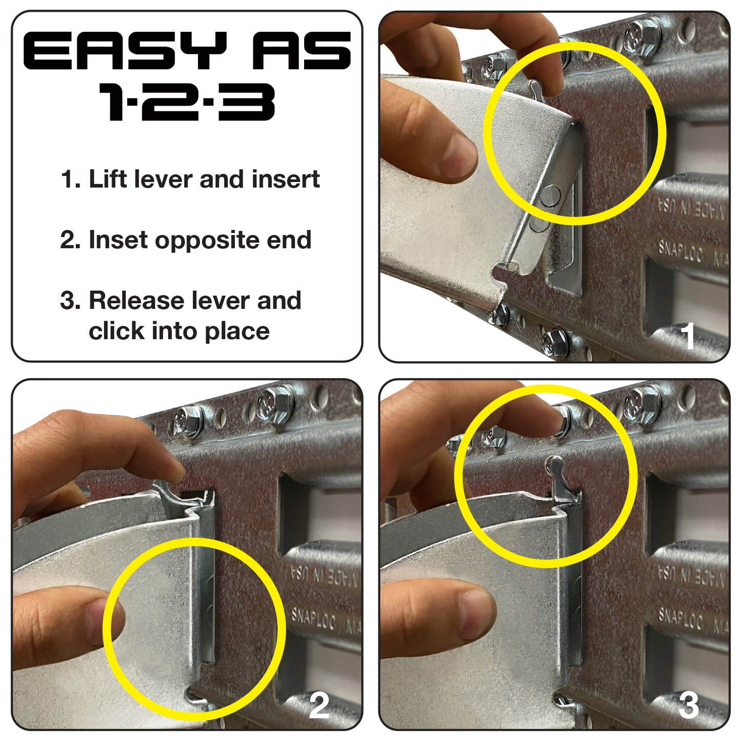 Snap-Loc E-Track Wood Beam End Socket – With Hinge – 2-Pack
