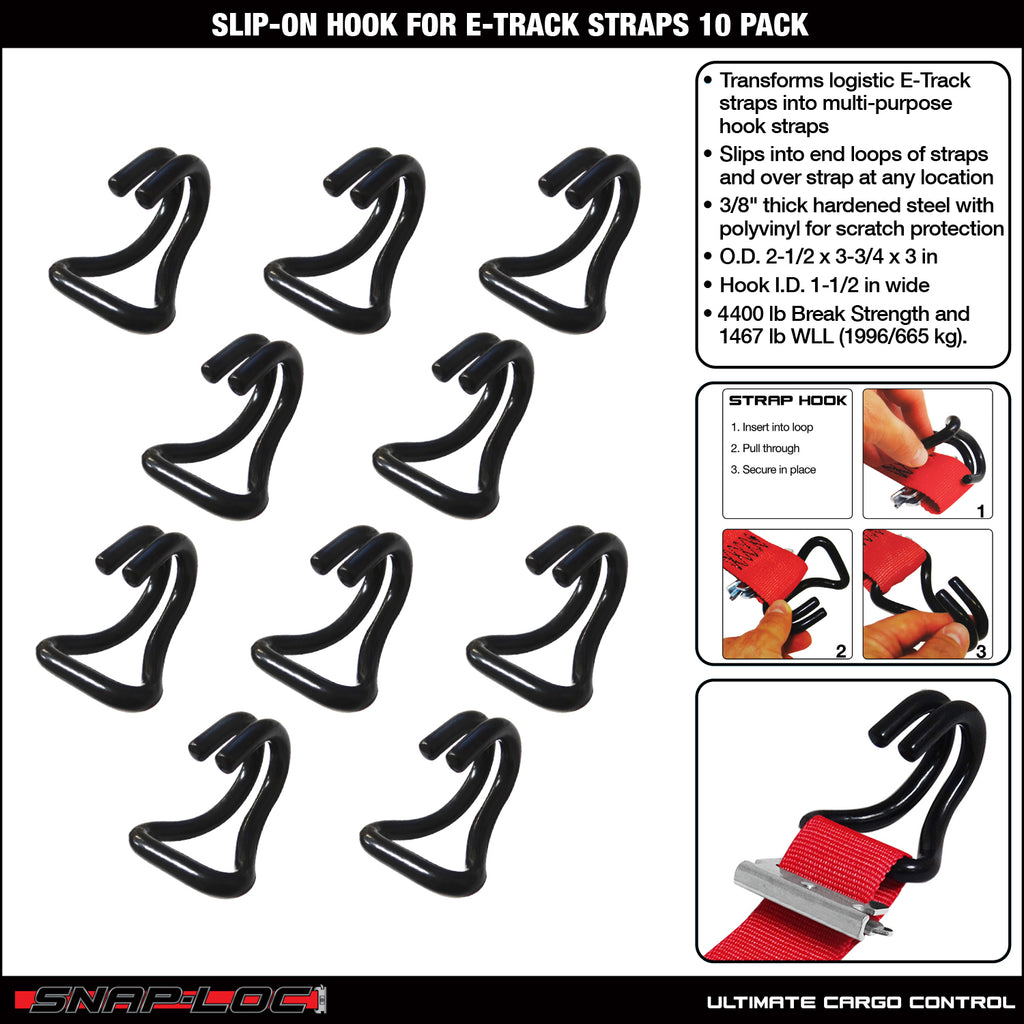SNAP-LOC E-Track Strap Slip-On Hook Adapter 10-Pack, Logistic Tie-Down ...
