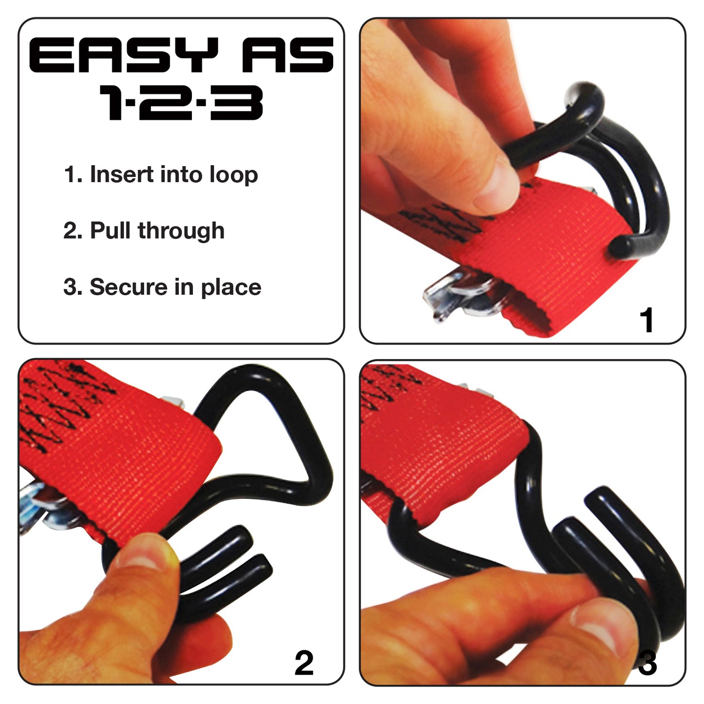 Snap-Loc E-Track Strap Hook Adapter – Slip-On – 2-Pack