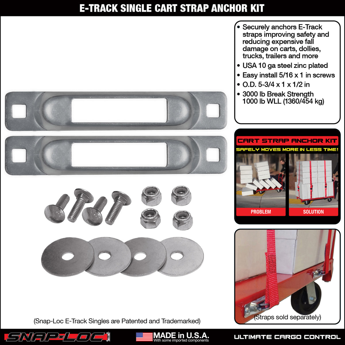 SNAP-LOC E-Track Single Cart Strap Tie-Down Anchor Kit