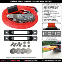 Snap-Loc E-Track Single Tailgate Strap Anchor Kit – 2” x 16' Ratchet Strap, 4,400 lb